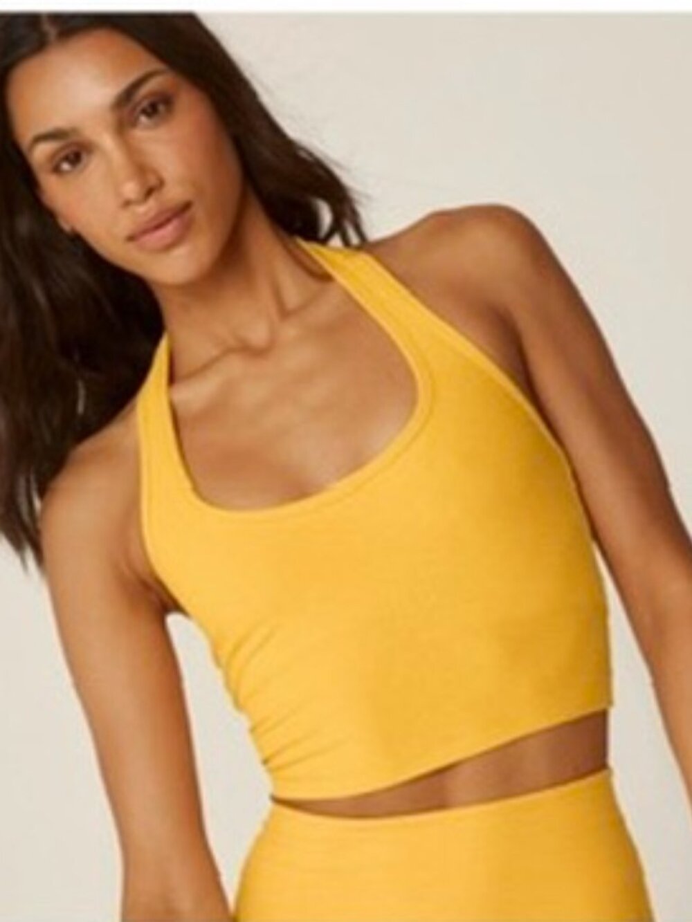 Beyond Yoga Spacedye Well Rounded Cropped Halter Tank Marigold Yellow Size XS